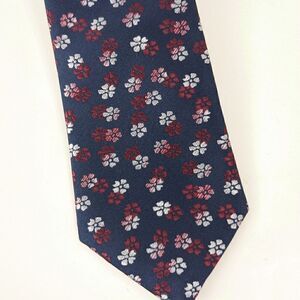 Anthony of London skinny neck tie floral print blue red
